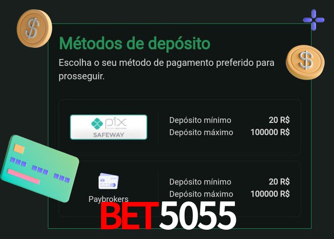 O cassino bet5055 oferece uma grande variedade de métodos de pagamento